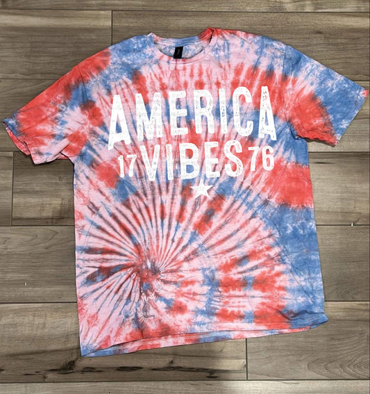 WS Completed Kids America Vibes Tie Dye Top in Freedom Swirl