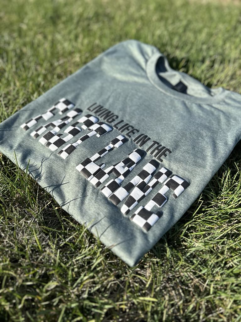Living Life in the Fast Lane Checkered Puff Printed Top