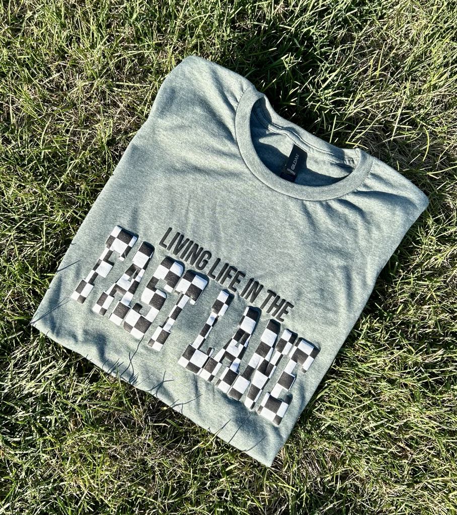 Living Life in the Fast Lane Checkered Puff Printed Top