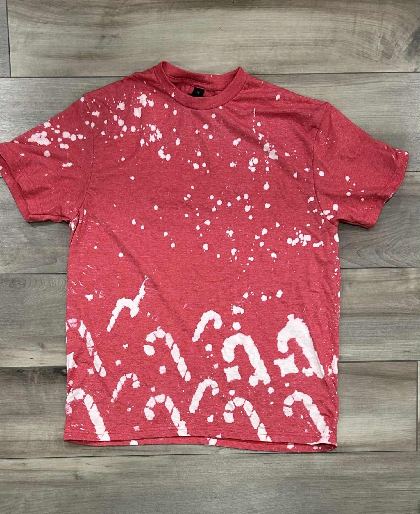 RTS Bleached Blank Red T-shirt Candy Cane