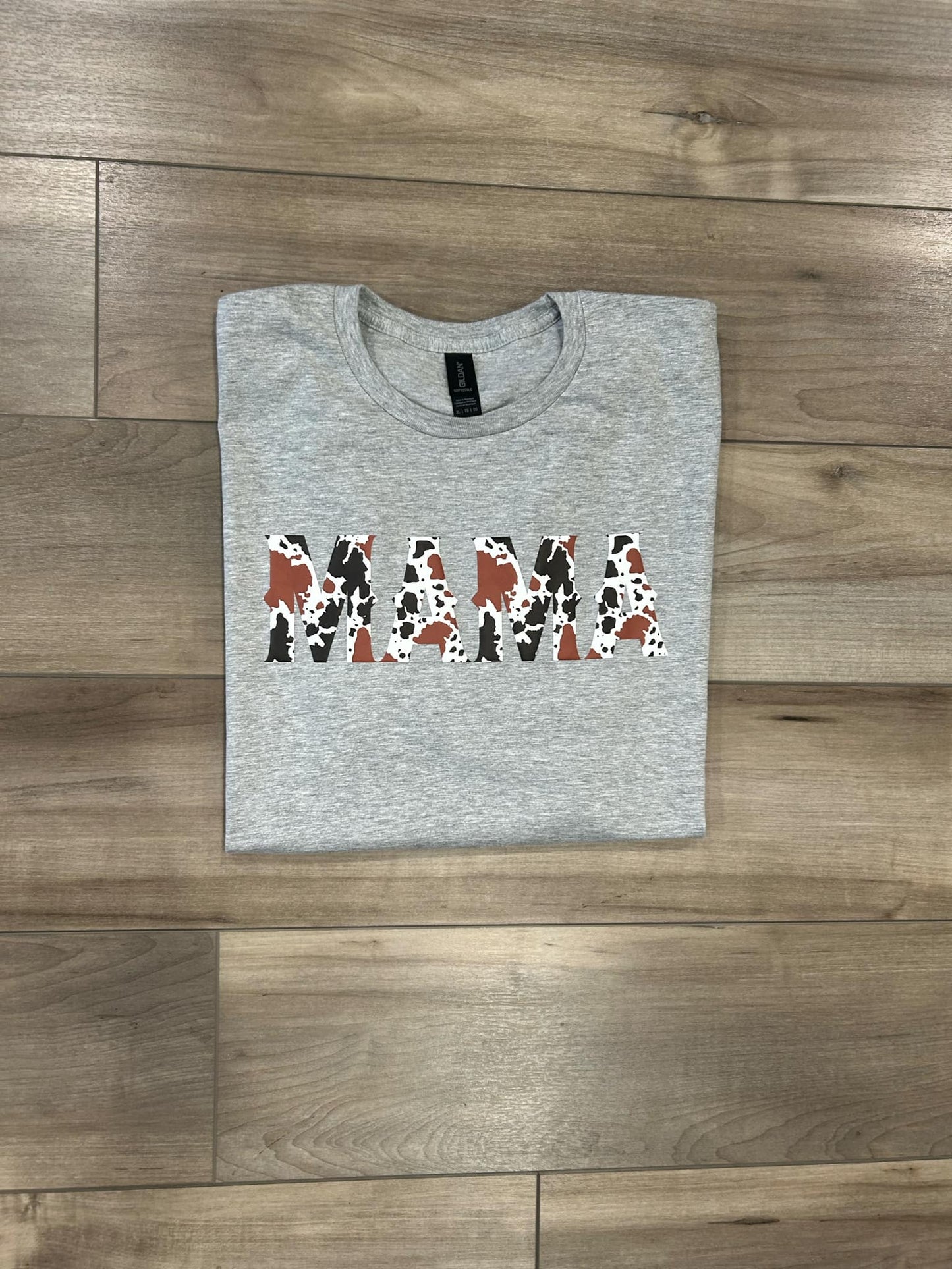 Cow Print Mama Puff Printed with Kids Names Top