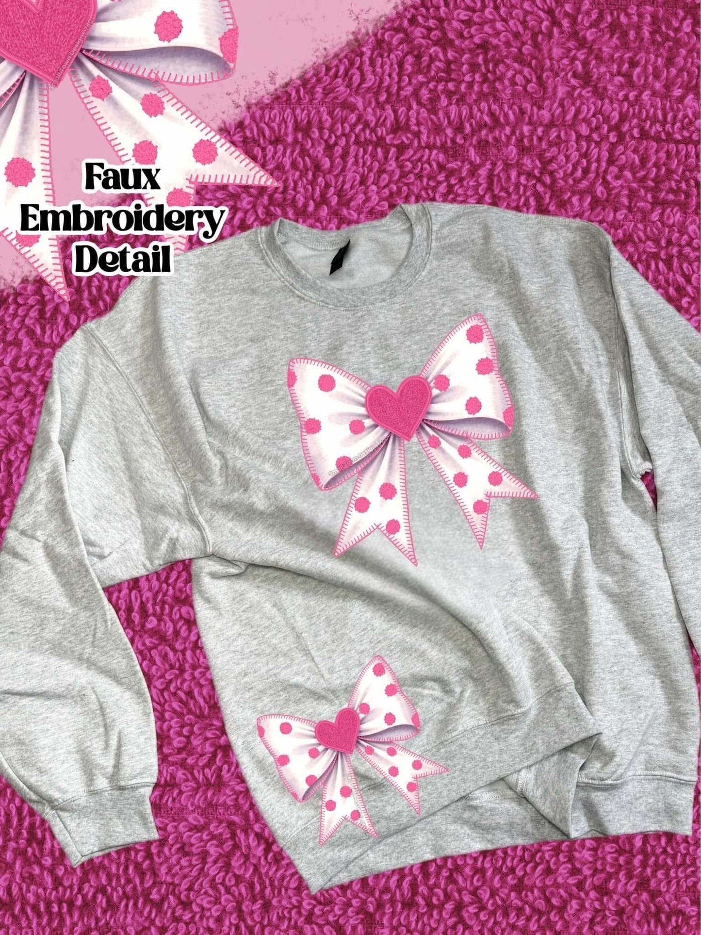 DTF Print - Faux Embroidery Bow