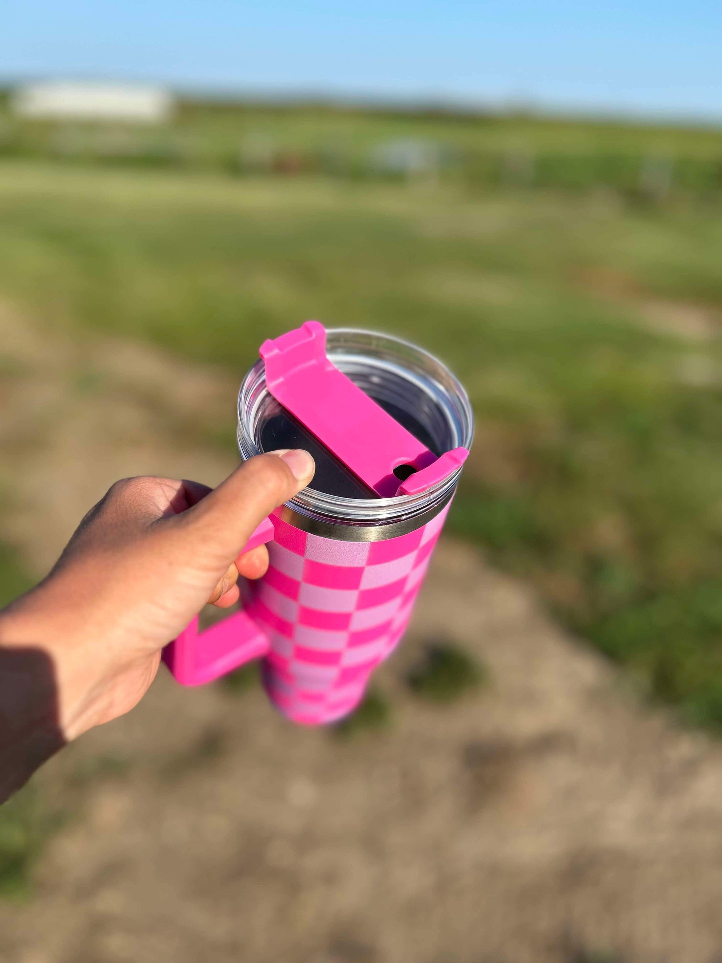 RTS Pink Checkered 40 oz Tumbler