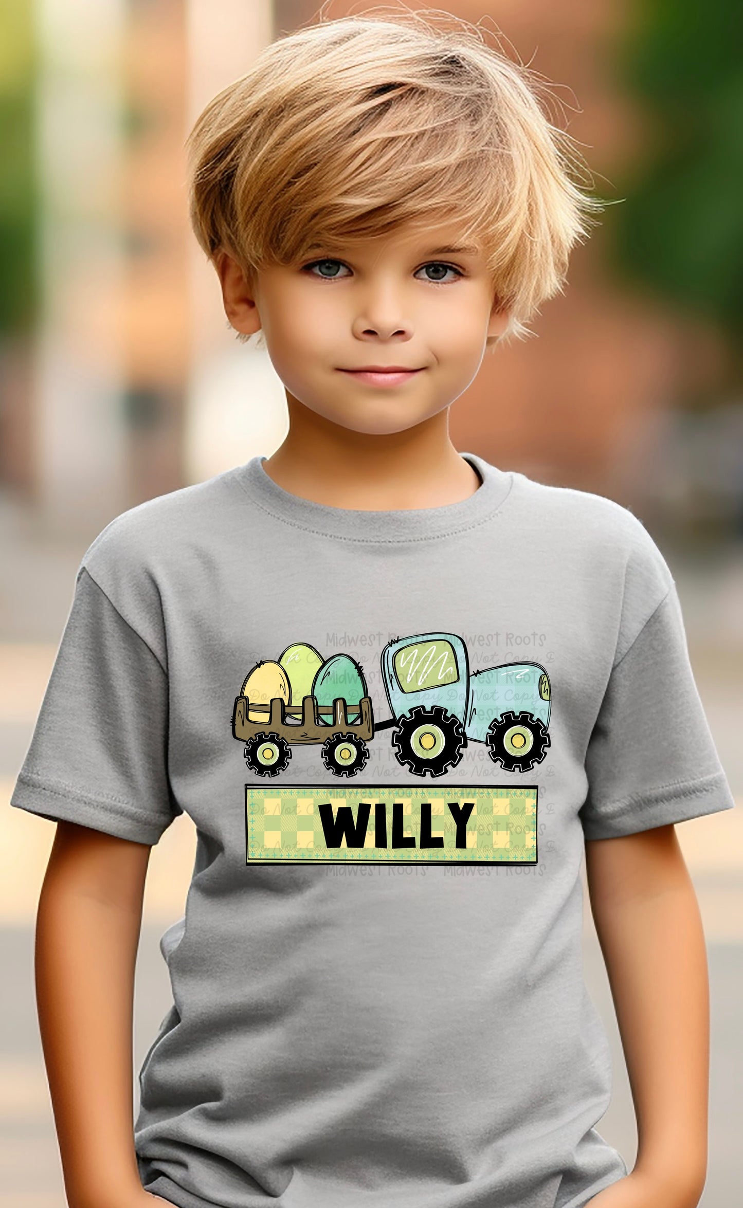 Kids Boy Easter Name Tractor Top