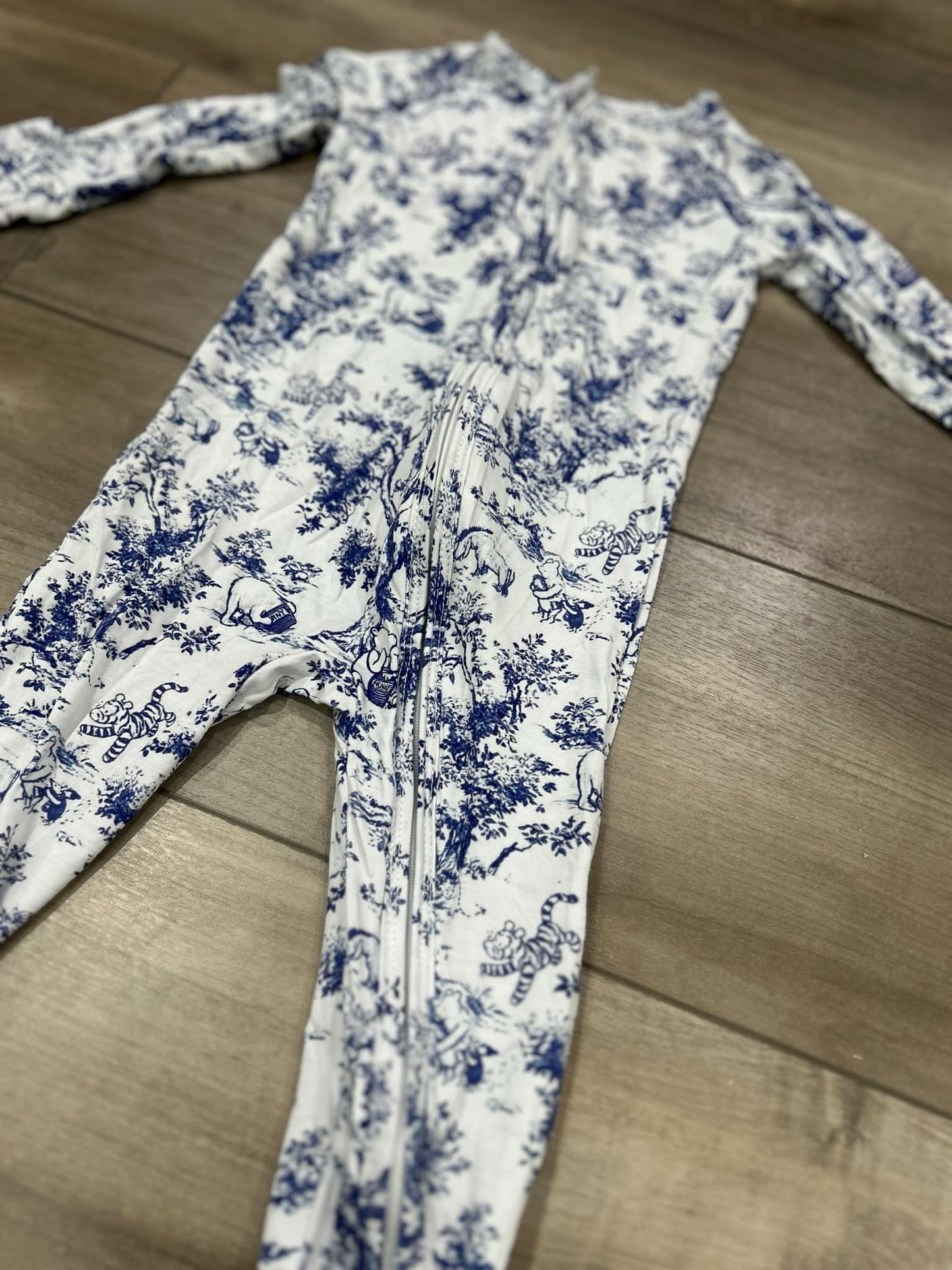 RTS Blue Floral Pooh Bear Zippy Bamboo