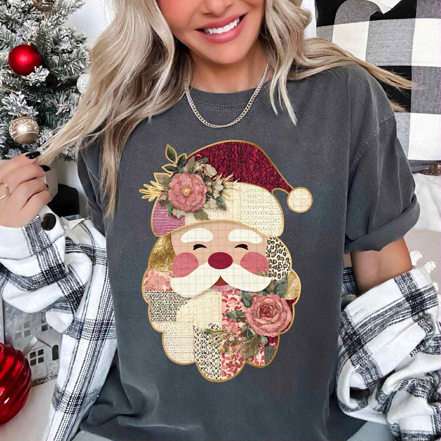 DTF Print - Quilted Santa