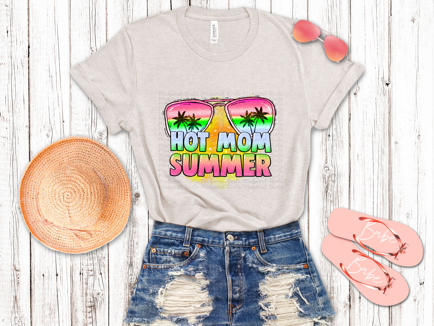 Hot Mom Summer Green And Pink Glasses Sublimation Print