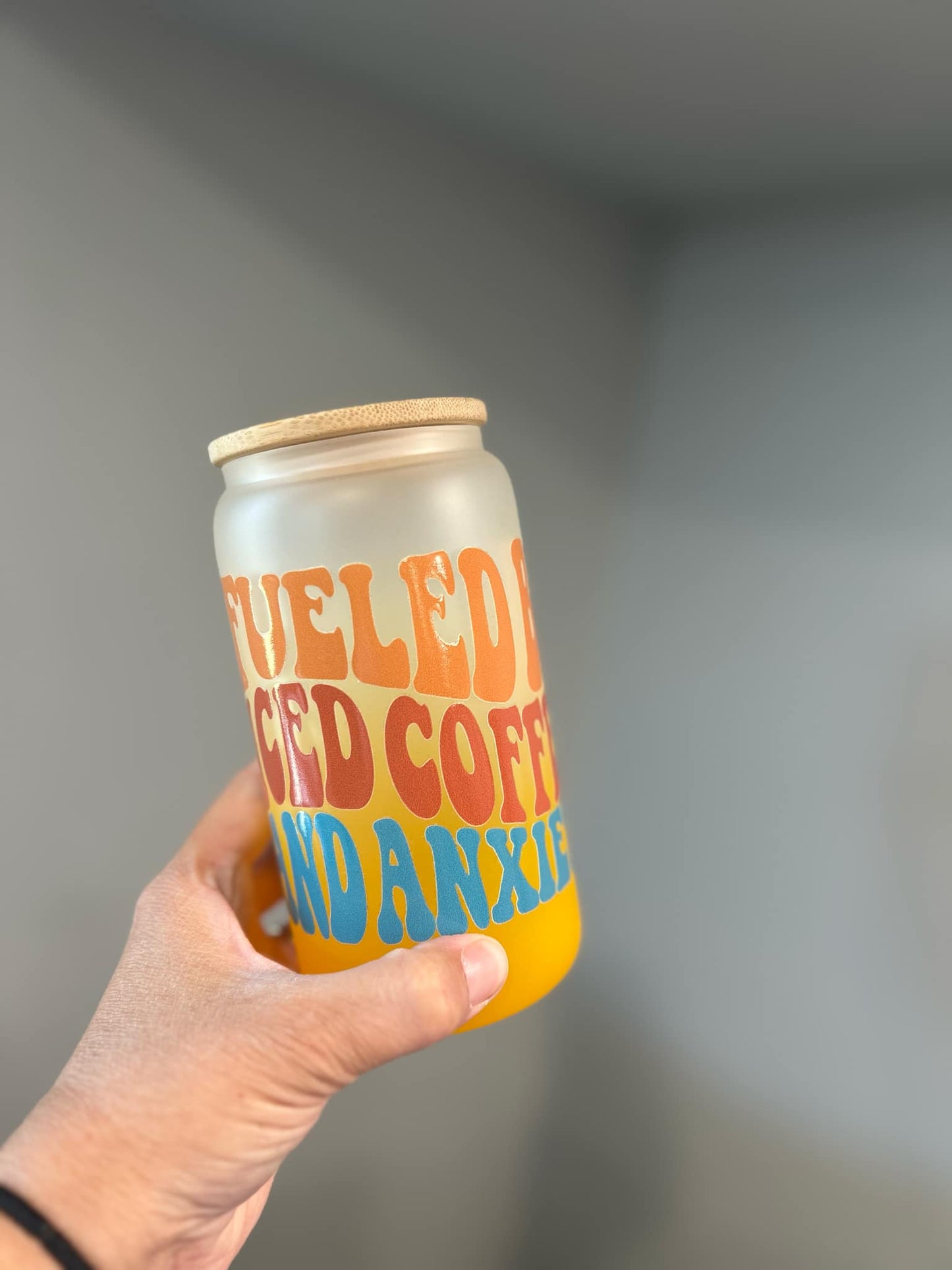 RTS Fueled by Iced Coffee and Anxiety Ombre Glass Can
