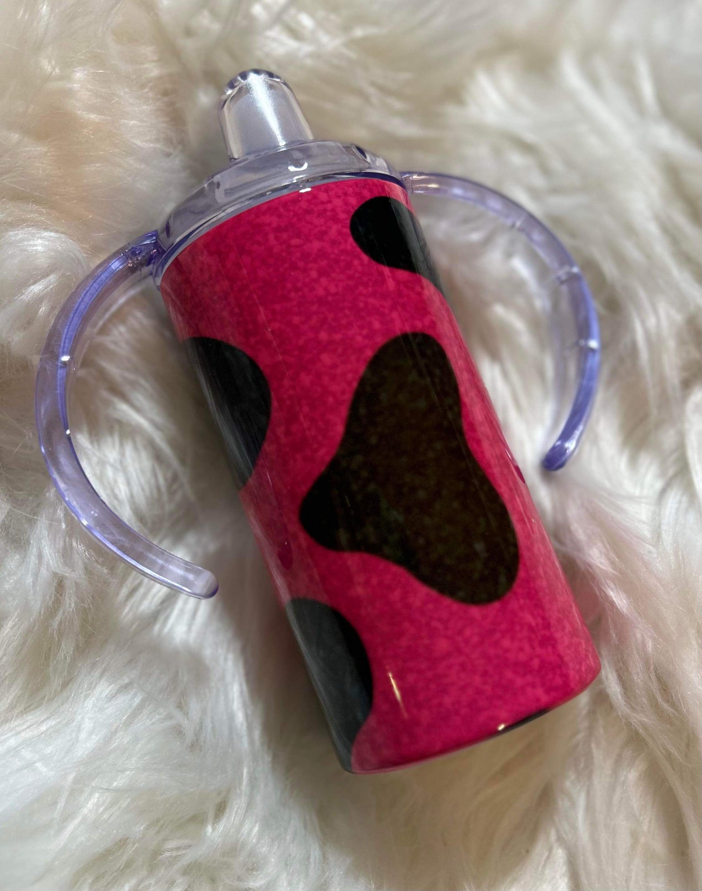 WS Completed Pink Cow Sippy / Waterbottle