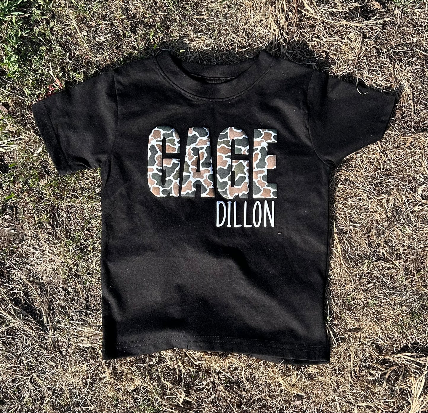 Custom Name Camo Printed Puff Print