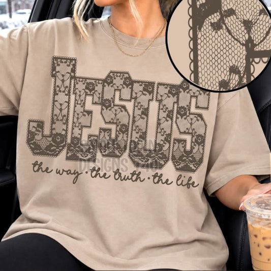 Jesus the way the truth the life Faux Lace Top
