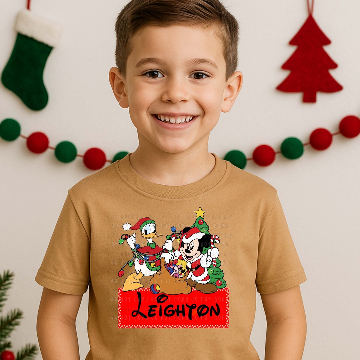 Christmas Mouse & Friend Name Kids Top