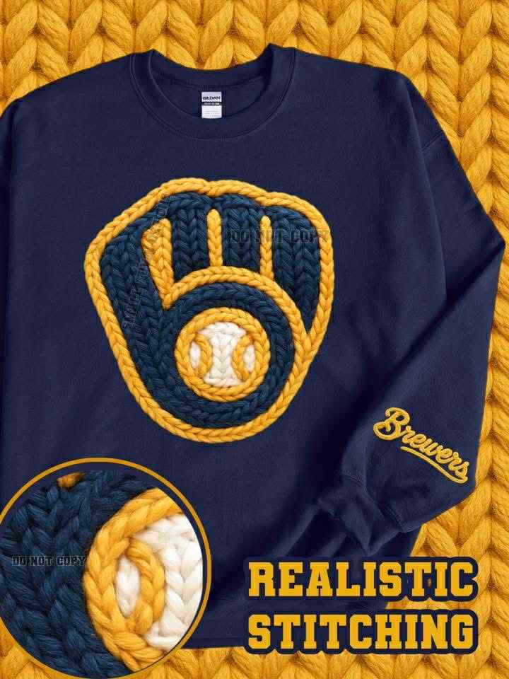 DTF Print- Faux Yarn Br3wers Baseball Mitt