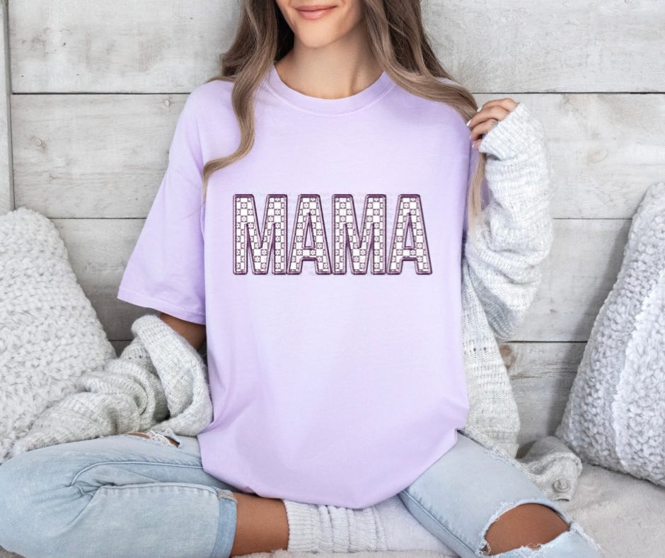 Lilac Faux Embroidered MAMA Sub Print