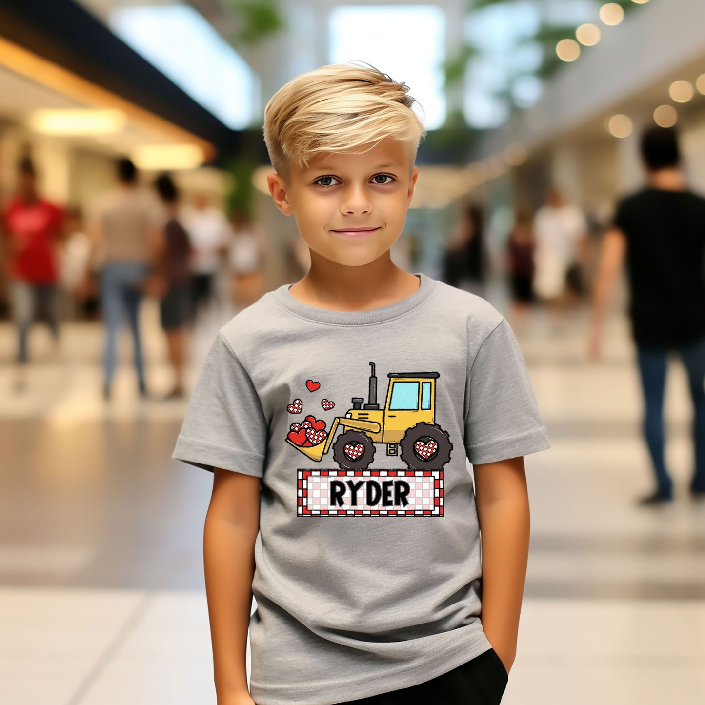 Kids Custom Construction Valentines Name Top