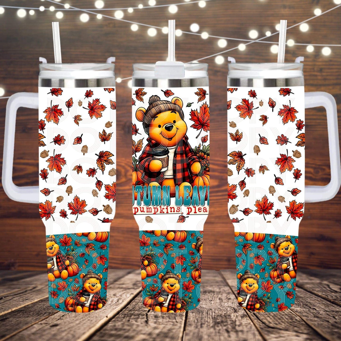 40 oz Tumbler Autumn Leaves and Pumpkins Please Sub Print