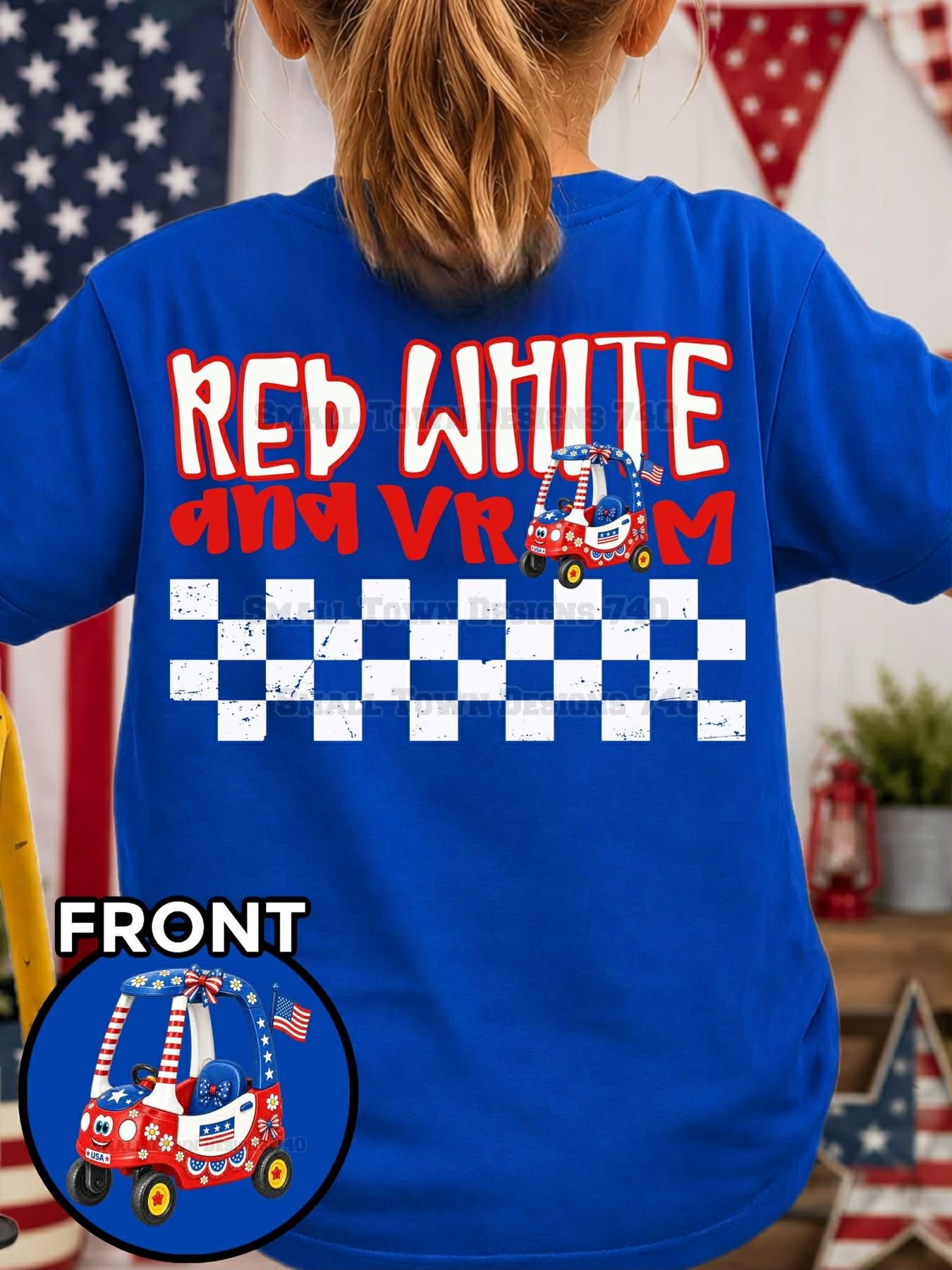 Red White & Vroom Girl Kids Top