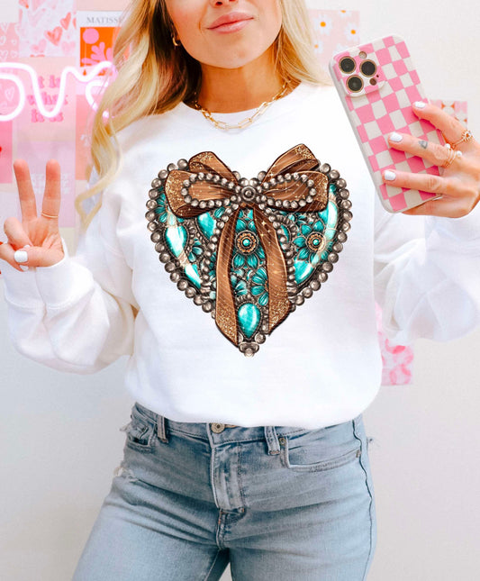 Western Turquoise Heart Top
