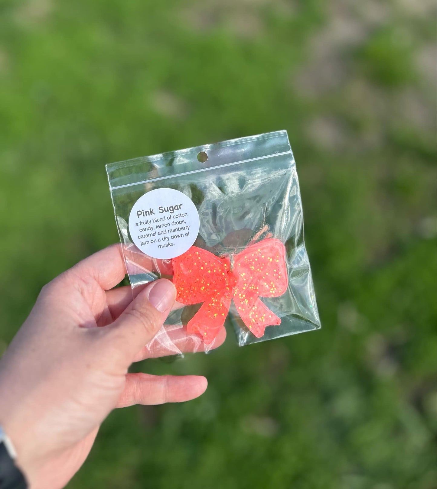 Mini Orange Bow Freshie in Pink Sugar