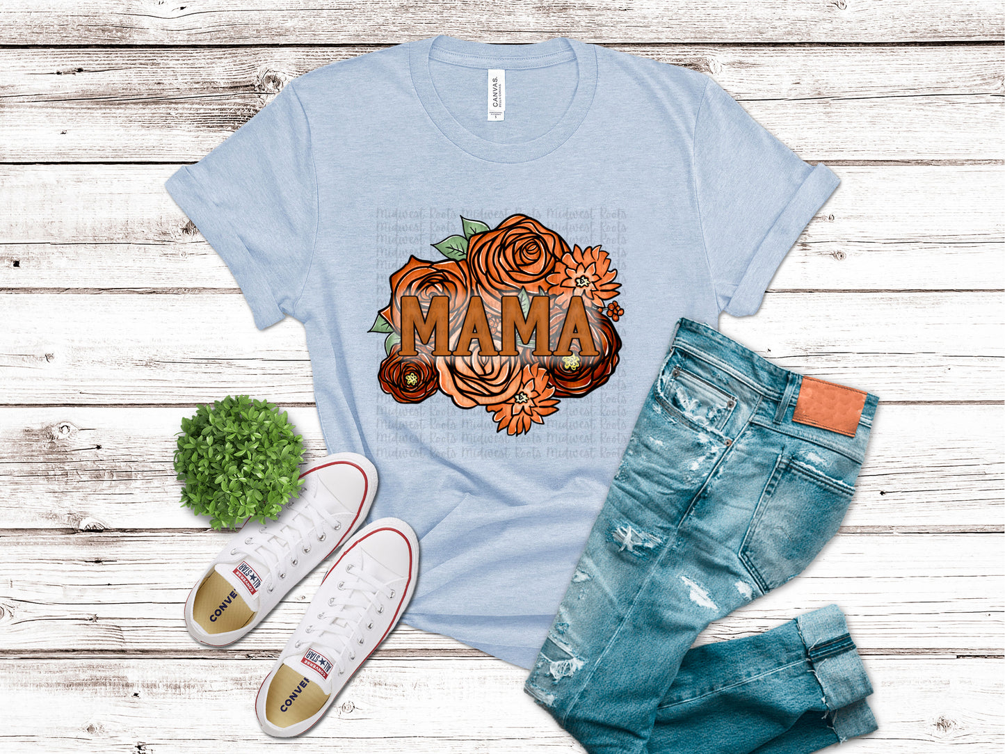 Mama Orange Floral Sublimation Print