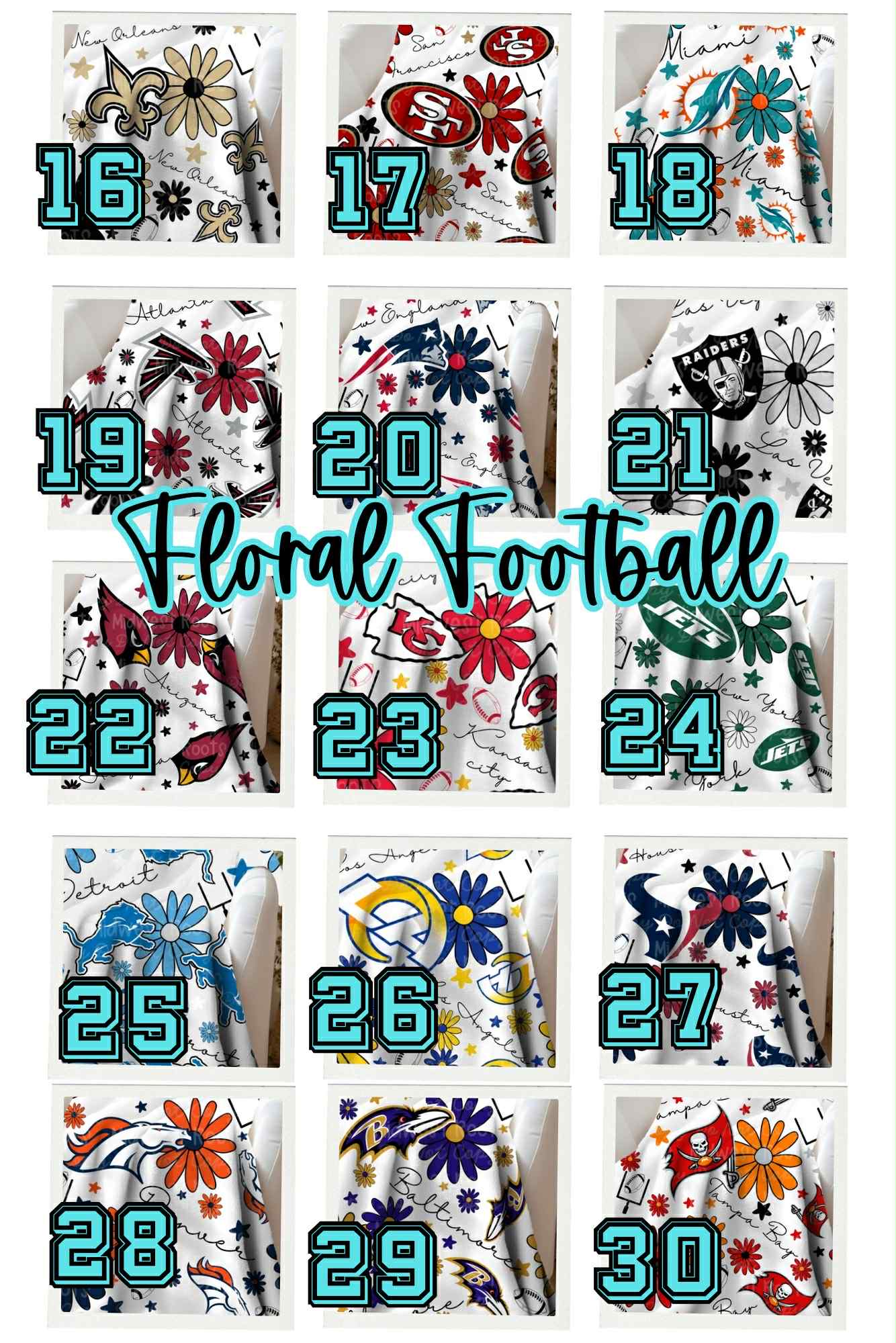 Floral Football Kids Sippy or Waterbottle