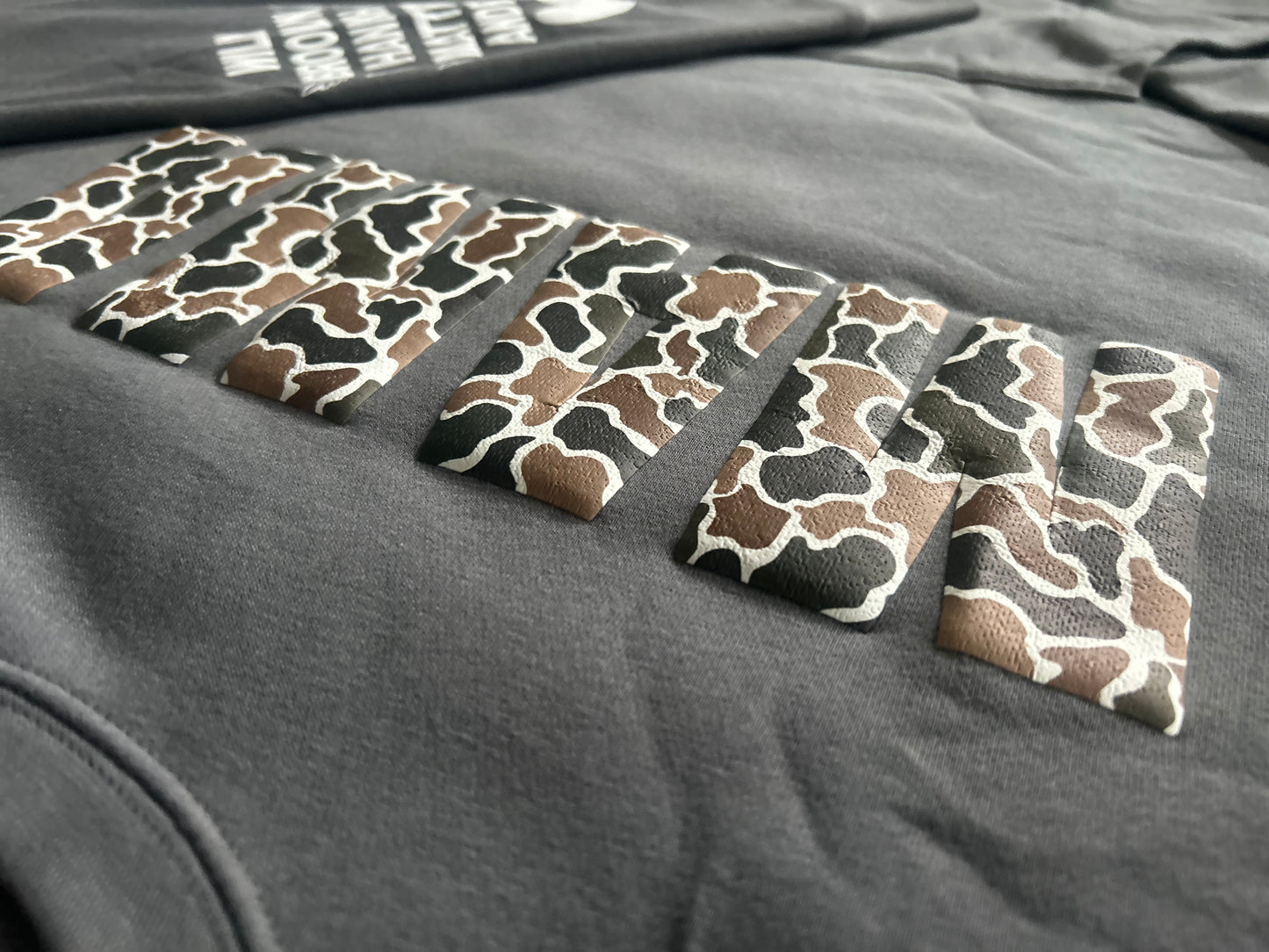 Camo Print Mama Puff Printed with Kids Names Top