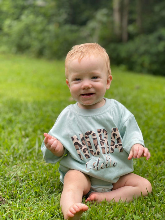 WS Completed Custom Kids Name Cheetah Puff Print Top