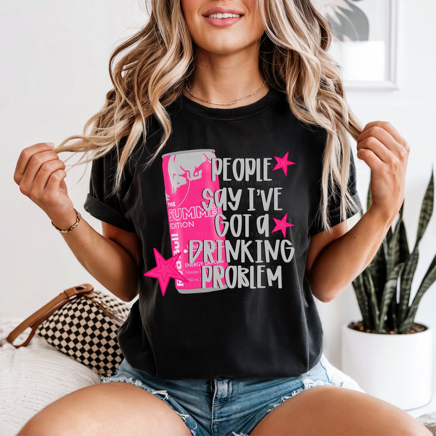 DTF Print - Drinkin Problem Pink Bull