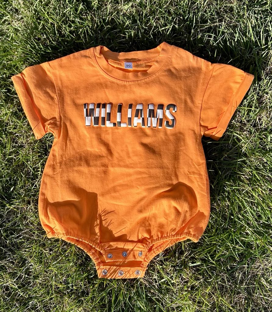 Kids Checkered Puff Printed Name Top