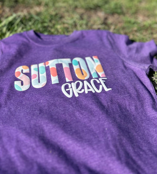 WS Completed Kids Summer Leopard Name Puff Printed Top