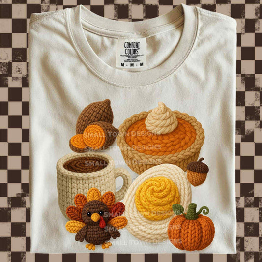 WS Completed Kid Top Faux Yarn Thanksgiving Dinner