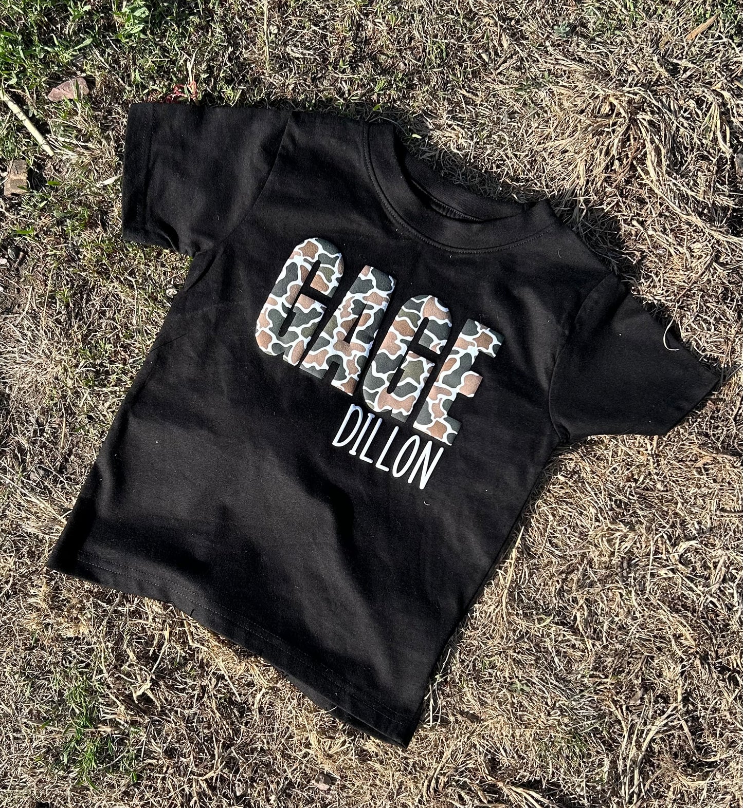 Custom Name Camo Printed Puff Print