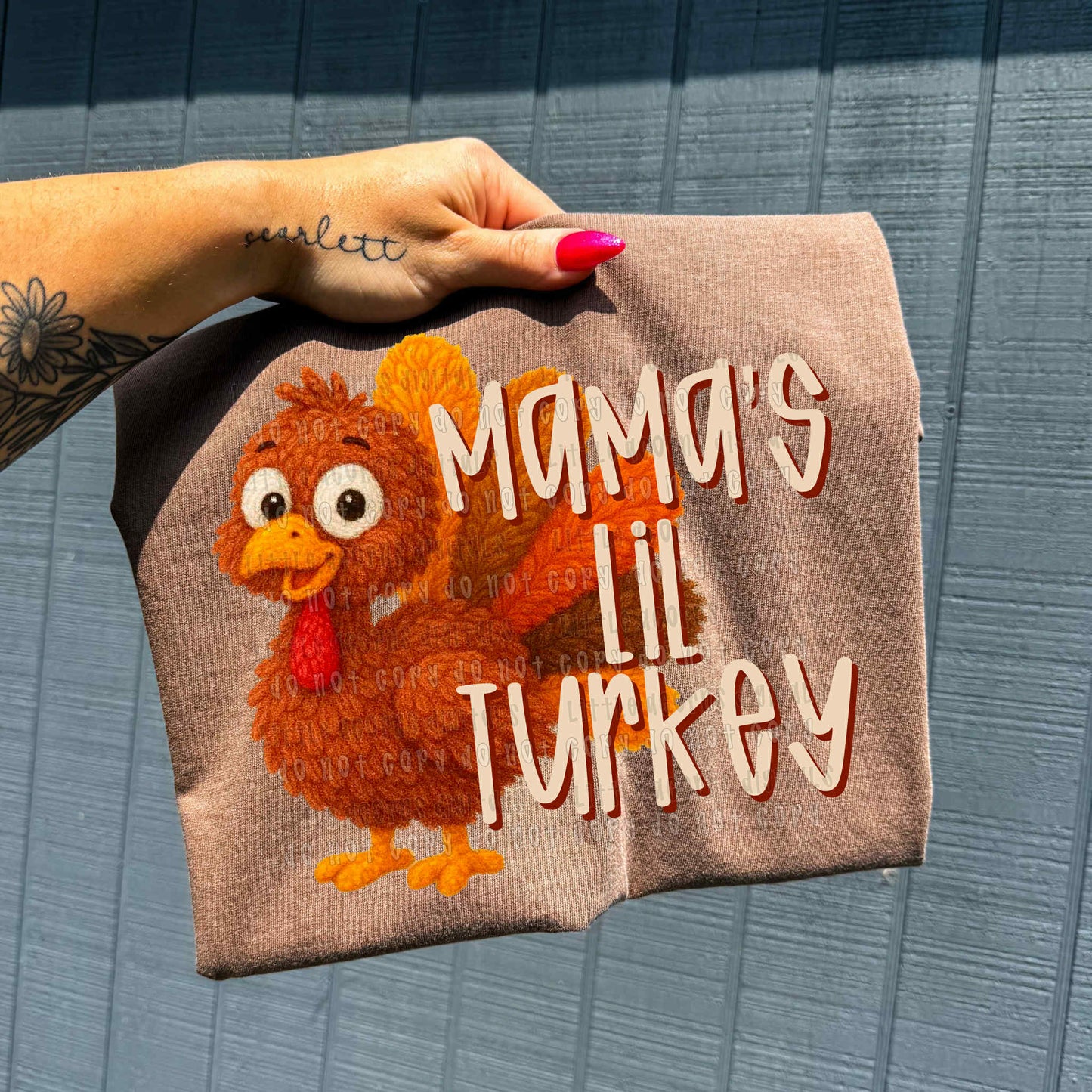 DTF Print- Faux Yarn Mamas Lil Turkey