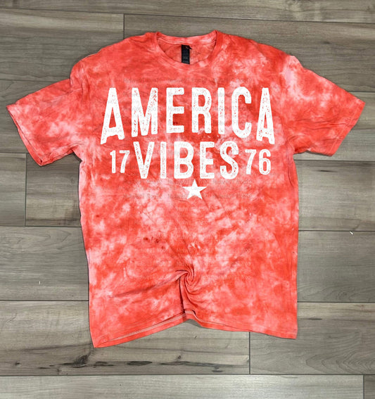 WS Completed  America Vibes Tie Dye top in Freedom Red