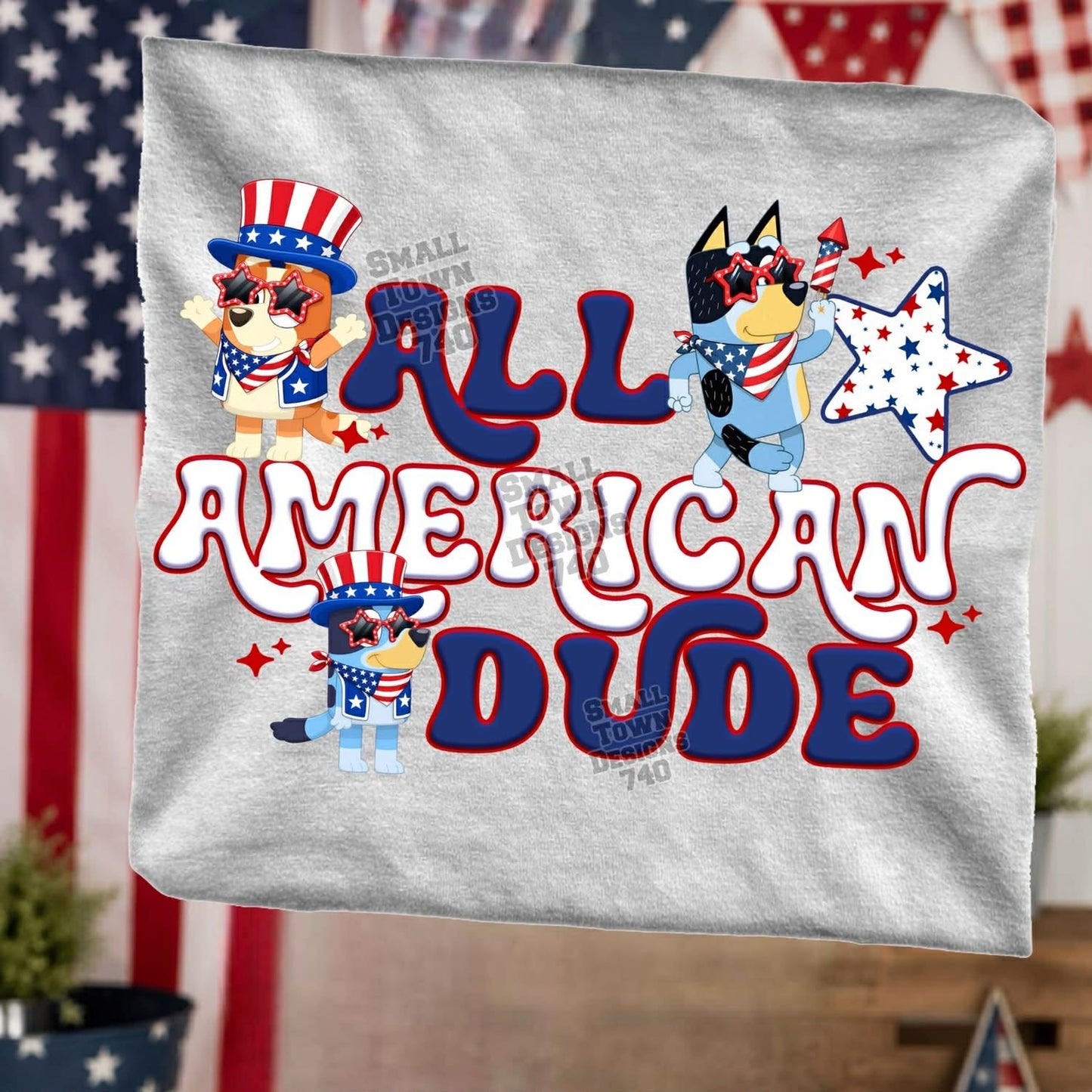 All American Blue Dog Kids Top