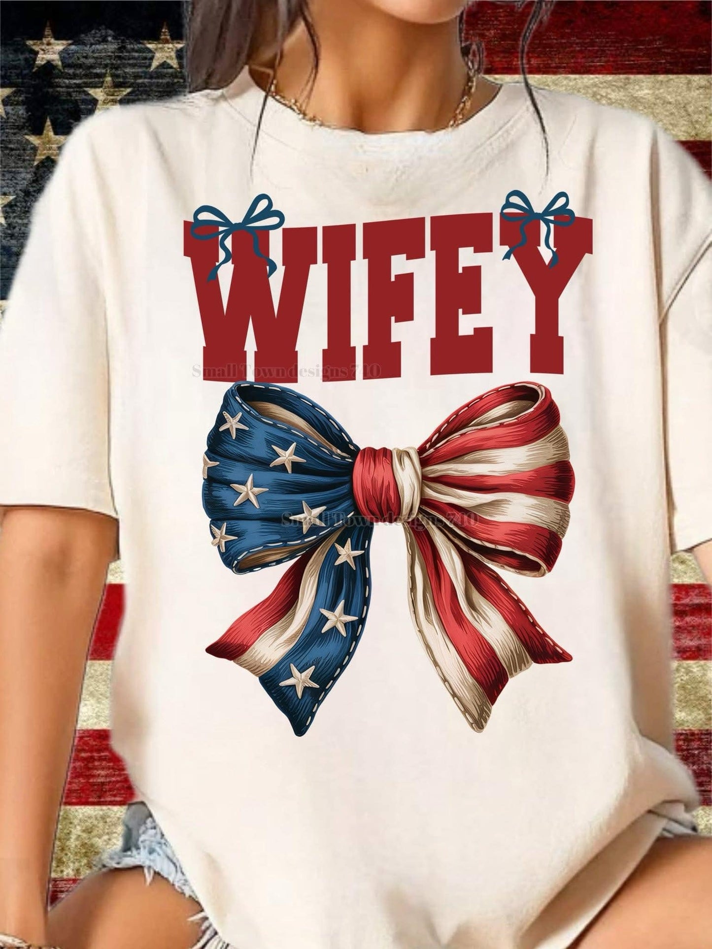 DTF Print - Wifey RWB Bow