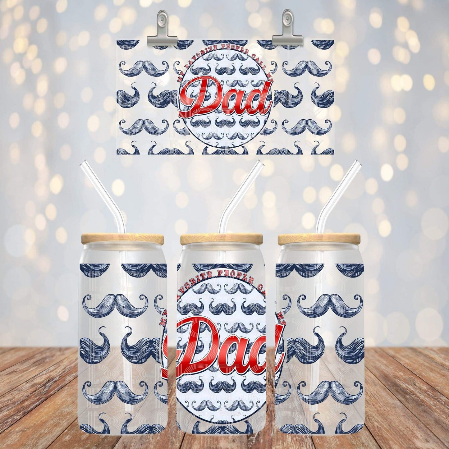 16oz glass can Sub Print My Favorite People Call Me Dad