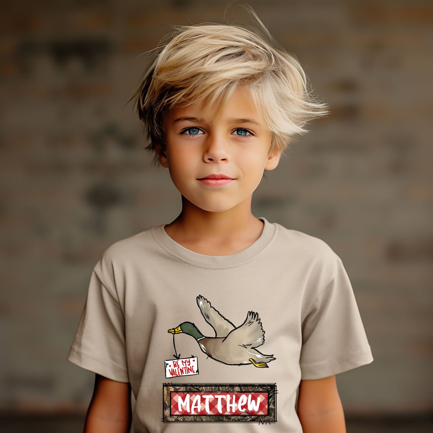 Kids Custom Duck Valentines Name Top