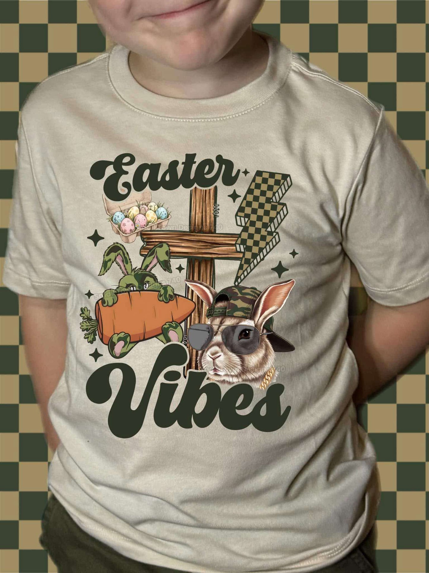Kids Easter Vibe Custom Name Top