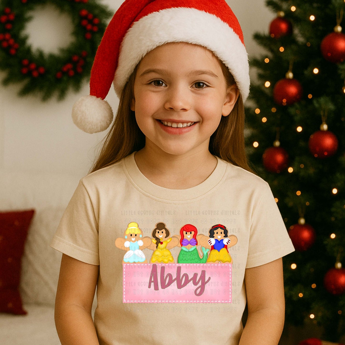 Christmas Princess Gingerbread Name Kids Top