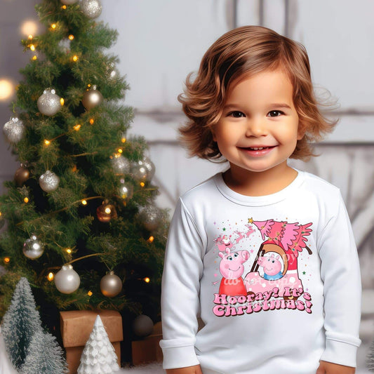 DTF Print Hooray It’s Christmas Pig Characters