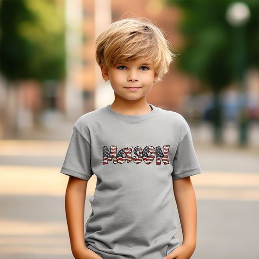 WS Completed Kids Custom 4th of July Boy Name Top