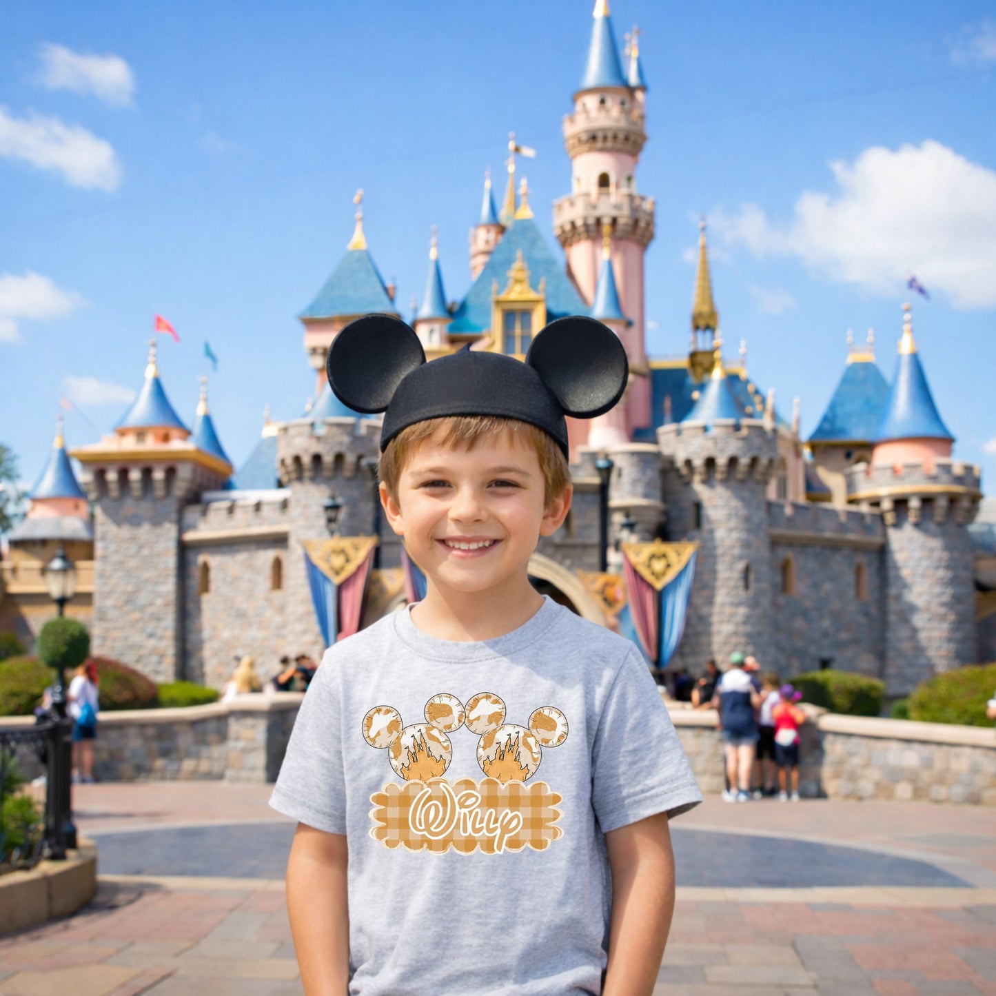 Orange Mouse Name Plate Kids Top