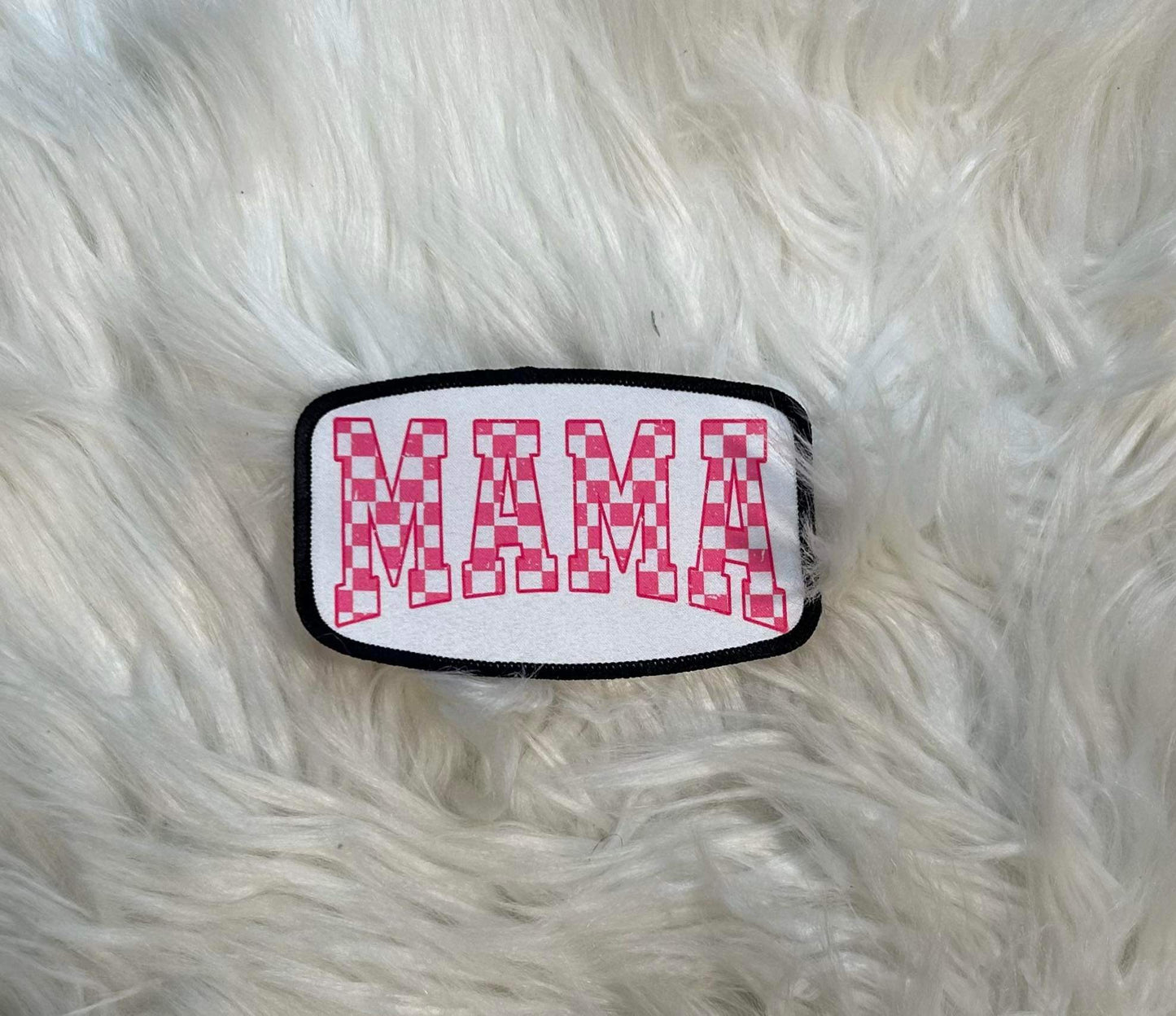 Pink Checkered Mama Hat Patch
