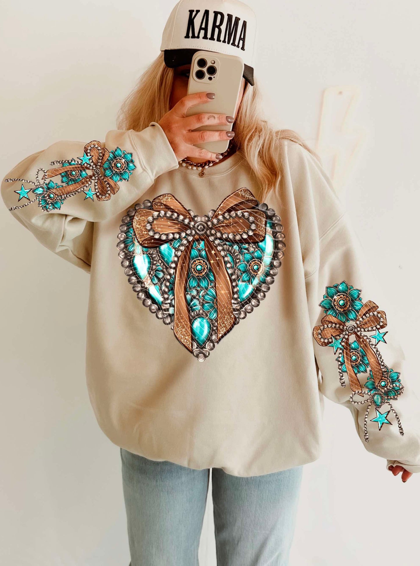 Western Turquoise Heart Top