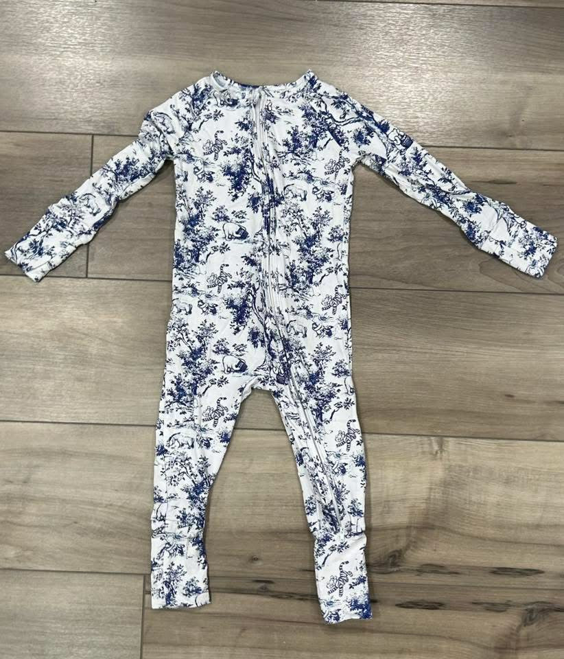 RTS Blue Floral Pooh Bear Zippy Bamboo