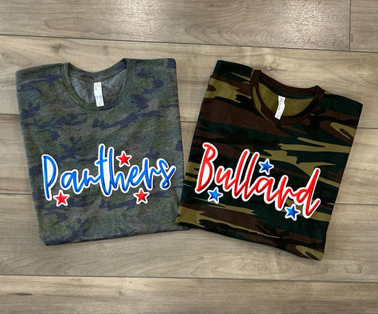 WS Completed Kids Metallic Puff Print Mascot Camo Top