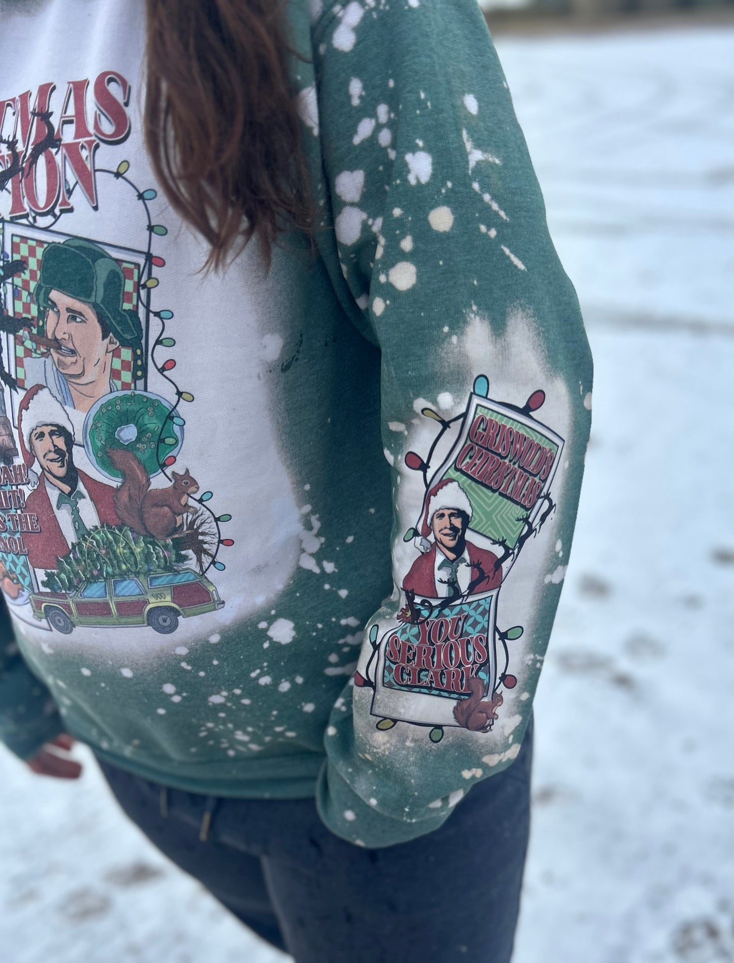 Christmas Vacation Bleached Sweatshirt in Green
