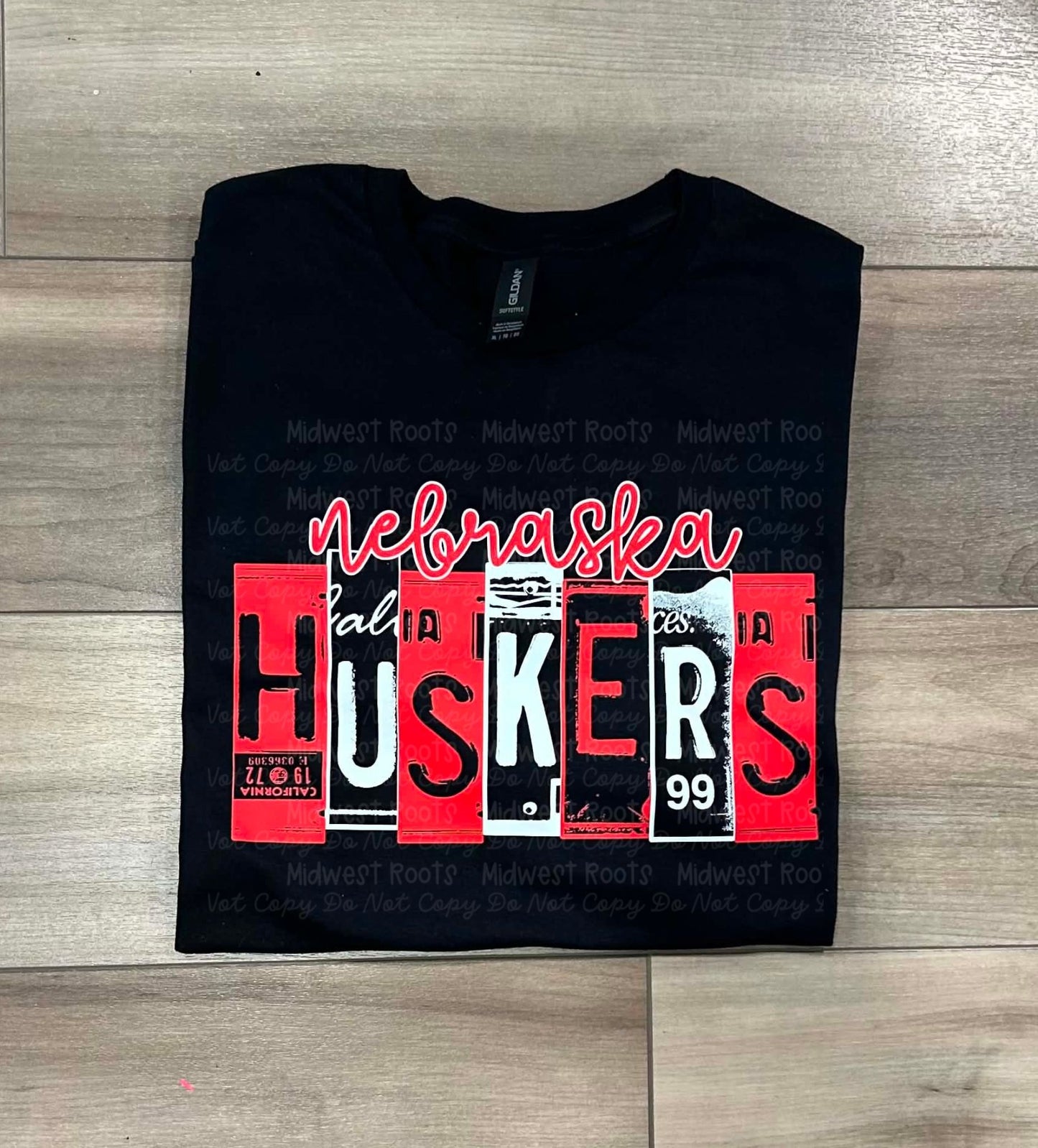 RTS XL Nebraska Hu$kers License Plate Tshirt