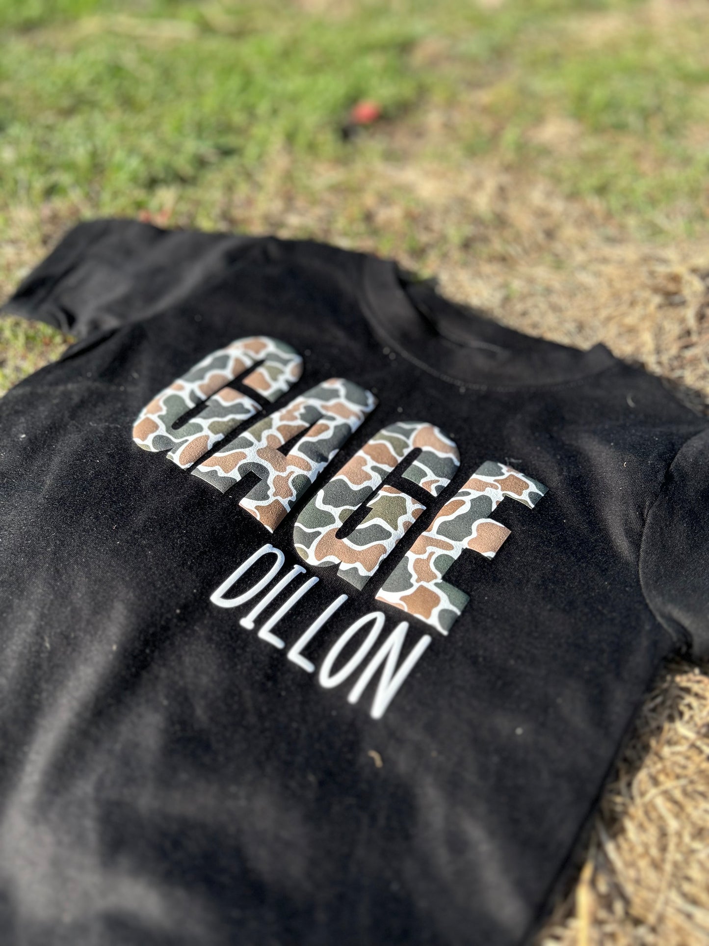Custom Name Camo Printed Puff Print